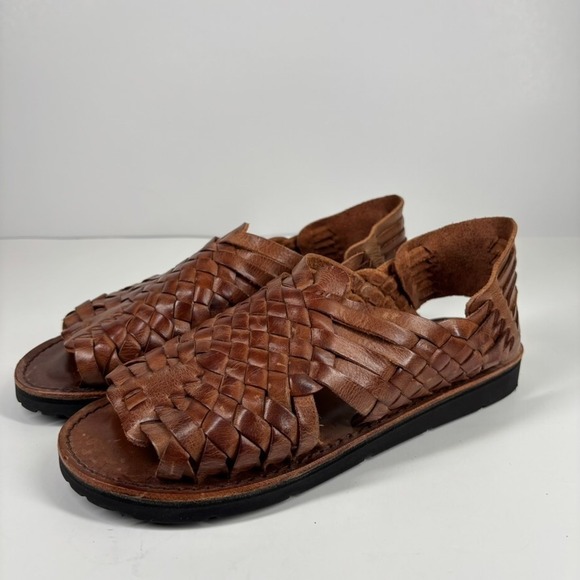 Brand X Shoes - Brand X Huaraches Women's US 8.5 Brown Leather Pachuco Woven Open-Toe Sandals